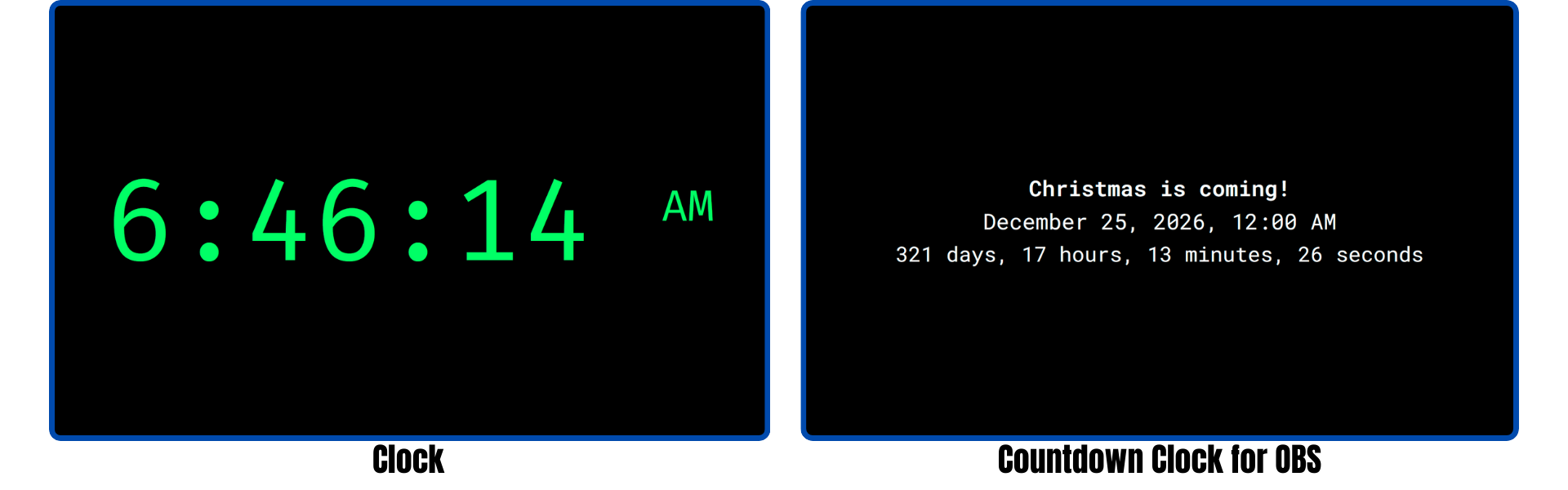 Screenshots of clocks